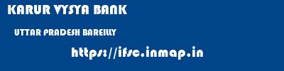 KARUR VYSYA BANK  UTTAR PRADESH BAREILLY    ifsc code